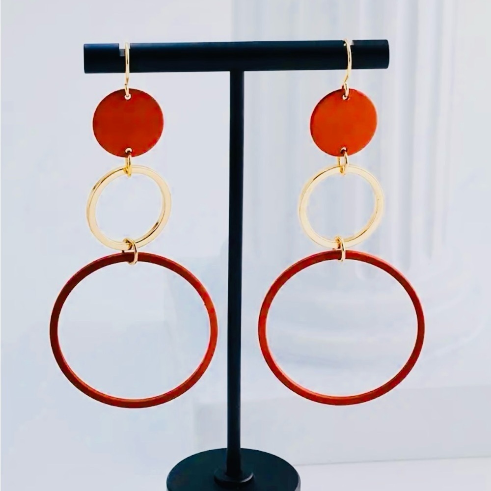 Modern Boho Geometric Drop Earrings - Picture 1 of 2